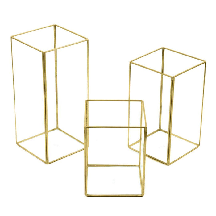 Set of 3 Geometric Candle Holders-Set of 3-Koyal Wholesale-Gold-