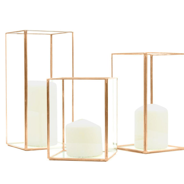 Set of 3 Geometric Candle Holders-Set of 3-Koyal Wholesale-Gold-