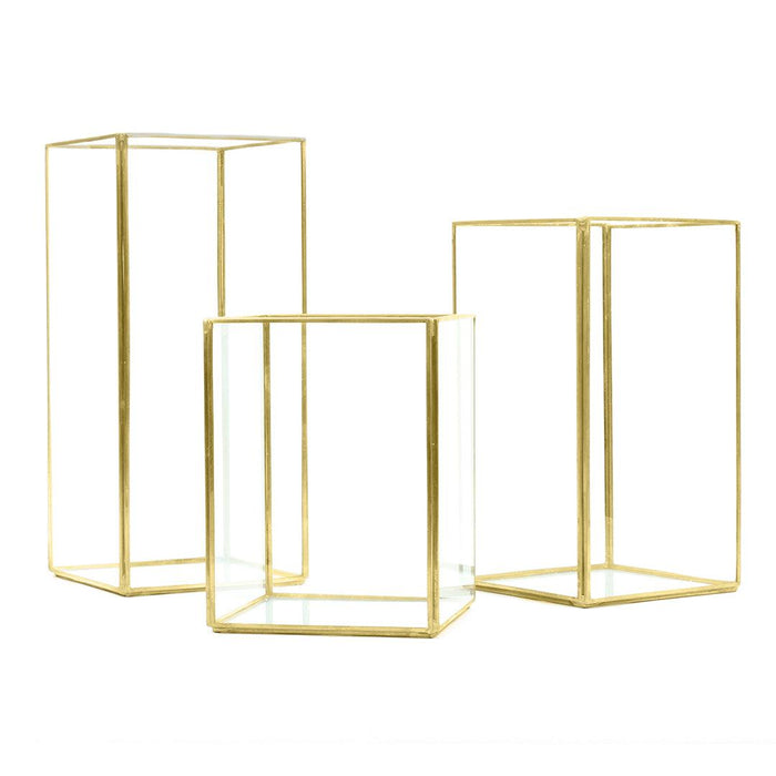 Set of 3 Geometric Candle Holders-Set of 3-Koyal Wholesale-Gold-