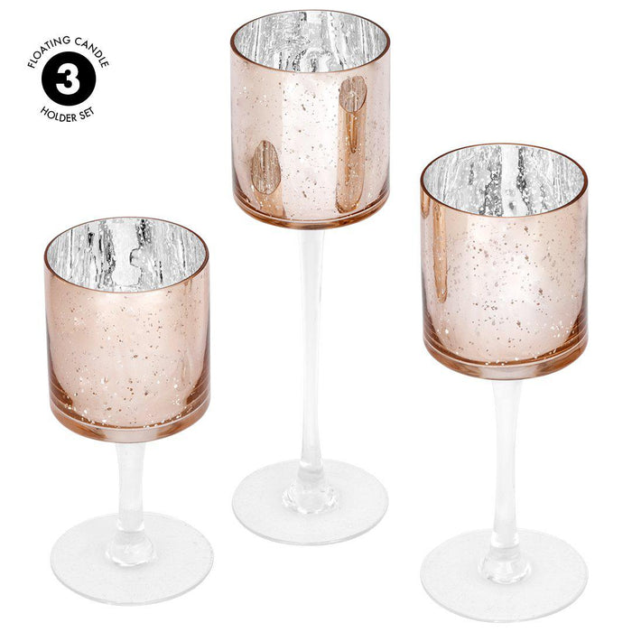 Set of 3 Glass Floating Candle Vases-Koyal Wholesale-Gold-SET OF 1 (3PC)-