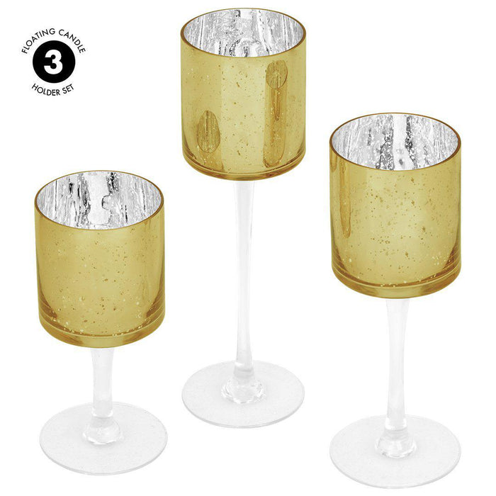 Set of 3 Glass Floating Candle Vases-Koyal Wholesale-Clear-SET OF 1 (3PC)-