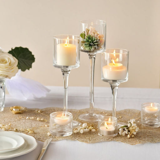 Set of 3 Glass Floating Candle Vases-Koyal Wholesale-Clear-SET OF 1 (3PC)-