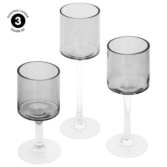 Set of 3 Glass Floating Candle Vases-Koyal Wholesale-Clear-SET OF 1 (3PC)-