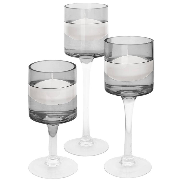 Set of 3 Glass Floating Candle Vases-Koyal Wholesale-Clear-SET OF 1 (3PC)-