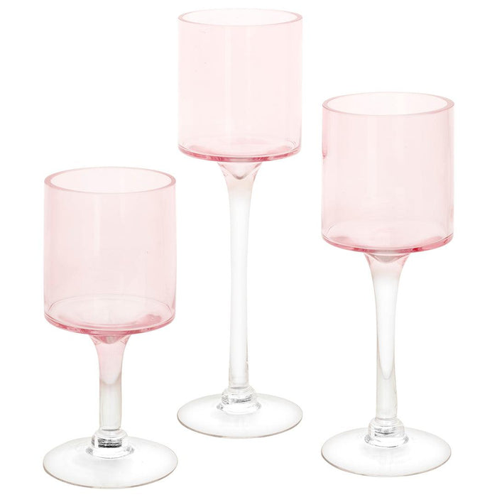 Set of 3 Glass Floating Candle Vases-Koyal Wholesale-Blush Pink-SET OF 1 (3PC)-