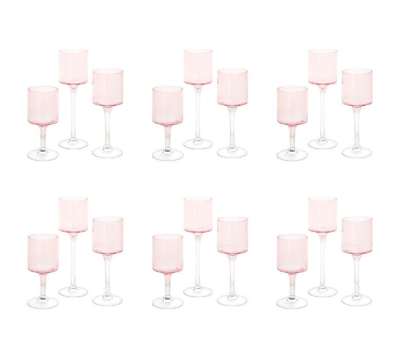 Set of 3 Glass Floating Candle Vases-Koyal Wholesale-Blush Pink-SET OF 6 (18PC)-