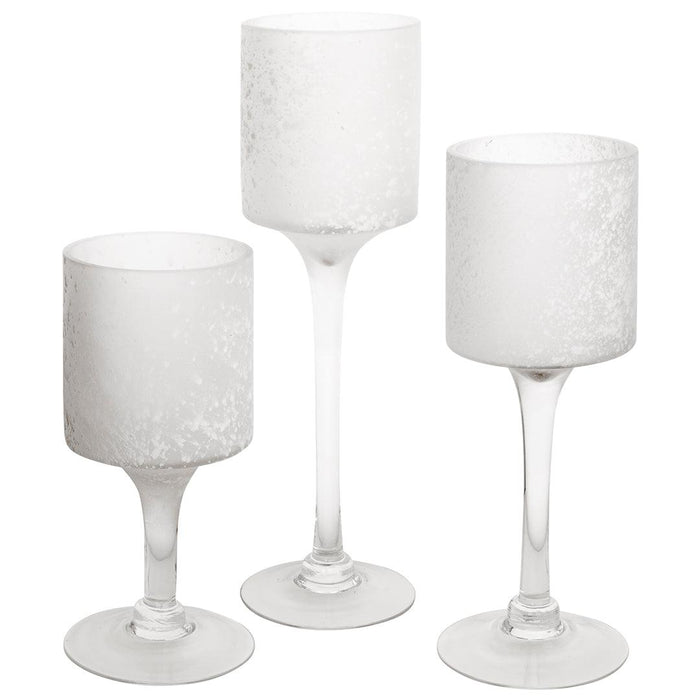 Set of 3 Glass Floating Candle Vases-Koyal Wholesale-Frosted White-SET OF 1 (3PC)-