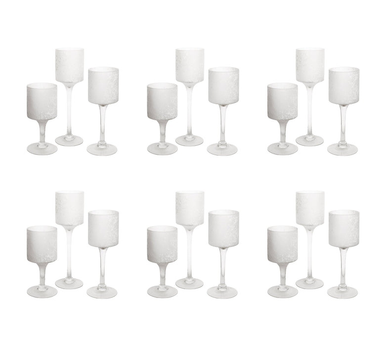 Set of 3 Glass Floating Candle Vases-Koyal Wholesale-Frosted White-SET OF 6 (18PC)-