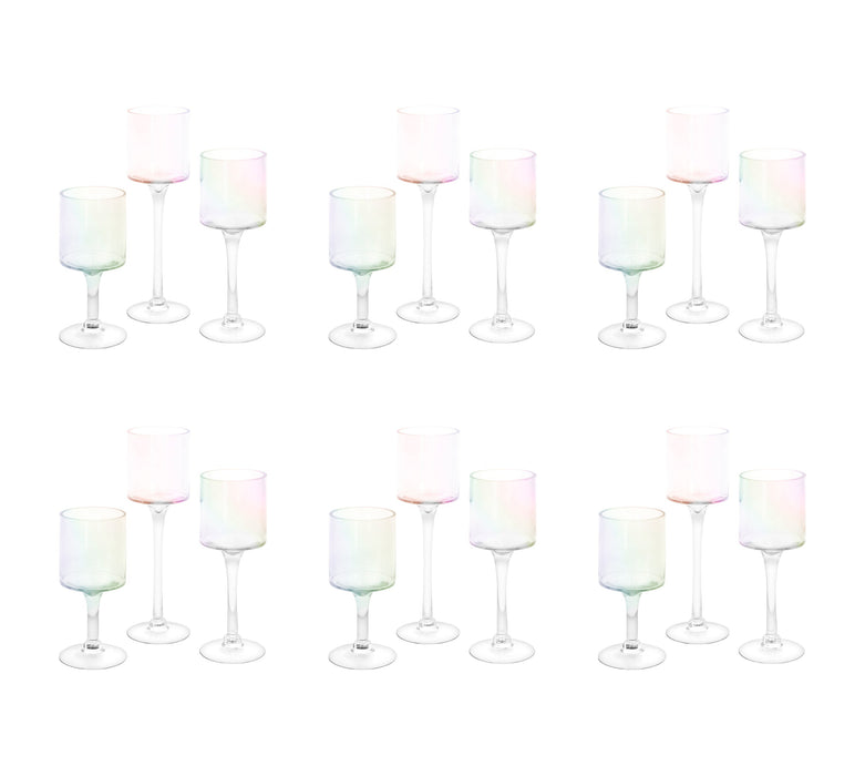 Set of 3 Glass Floating Candle Vases-Koyal Wholesale-Iridescent-SET OF 6 (18PC)-