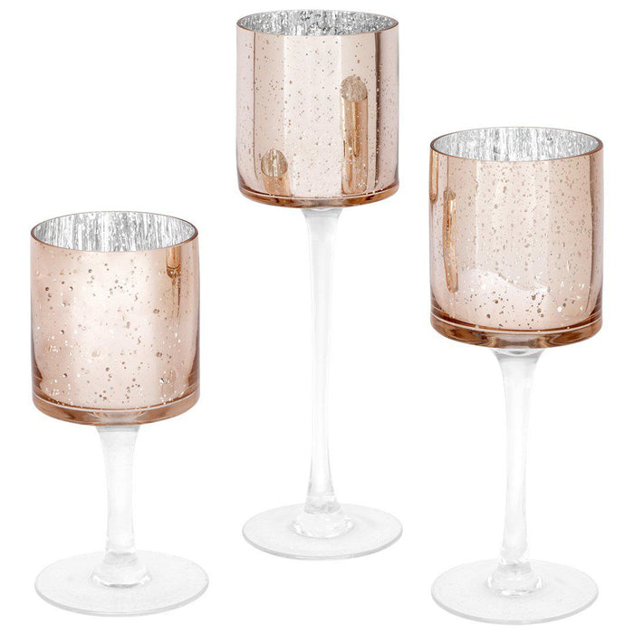 Set of 3 Glass Floating Candle Vases-Koyal Wholesale-Rose Gold-SET OF 1 (3PC)-