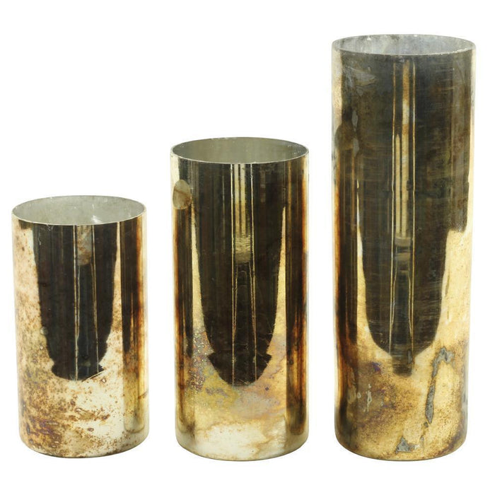 Set of 3 Mercury Glass Cylinder Vases Set-Set of 3-Koyal Wholesale-Silver-