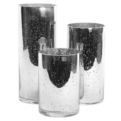 Set of 3 Mercury Glass Cylinder Vases Set-Set of 3-Koyal Wholesale-Silver-