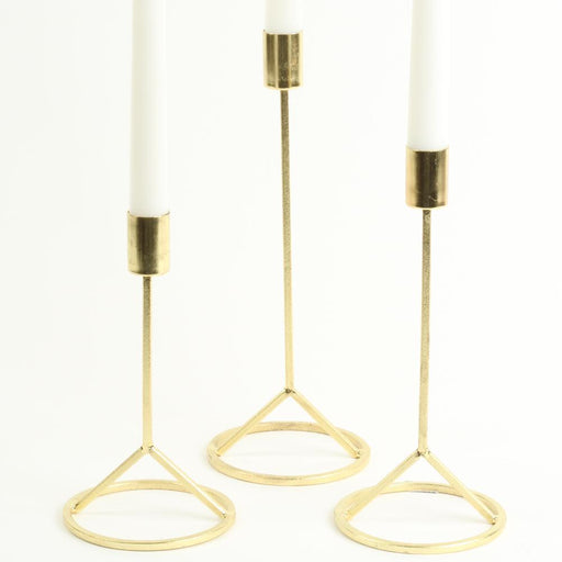 Set of 3 Modern Taper Candle Holder Set-Set of 3-Koyal Wholesale-Gold-