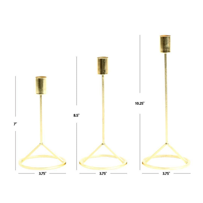 Set of 3 Modern Taper Candle Holder Set-Set of 3-Koyal Wholesale-Gold-