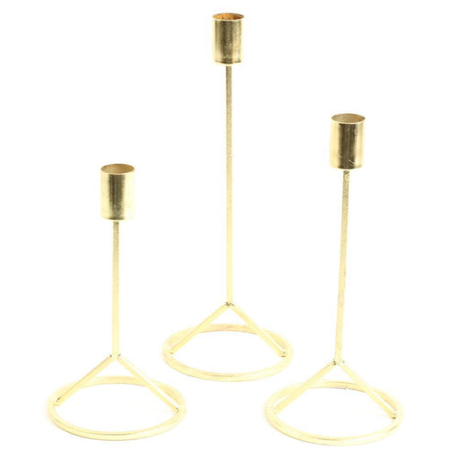 Set of 3 Modern Taper Candle Holder Set-Set of 3-Koyal Wholesale-Gold-