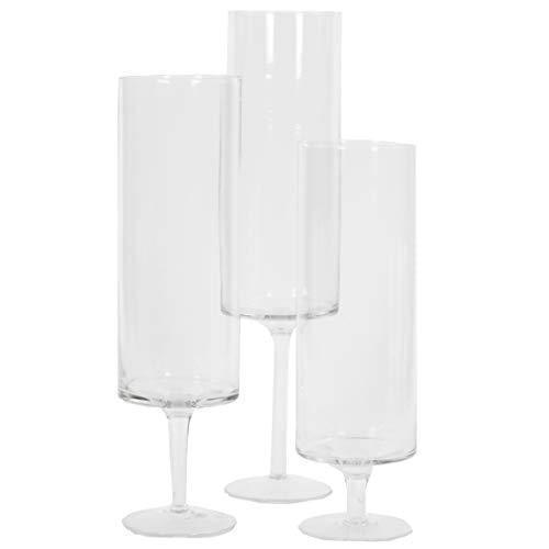 Set of 3 Pillar Candle Hurricane Pedestal Holders-Set of 3-Koyal Wholesale-