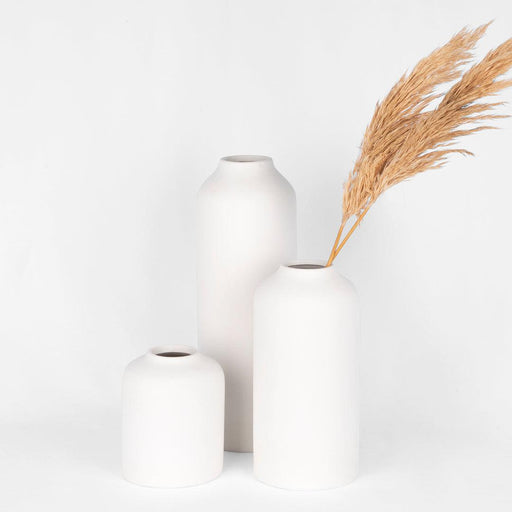 Set of 3 Tall Modern Minimalist Ceramic Vases-Set of 3-Koyal Wholesale-Matte White-