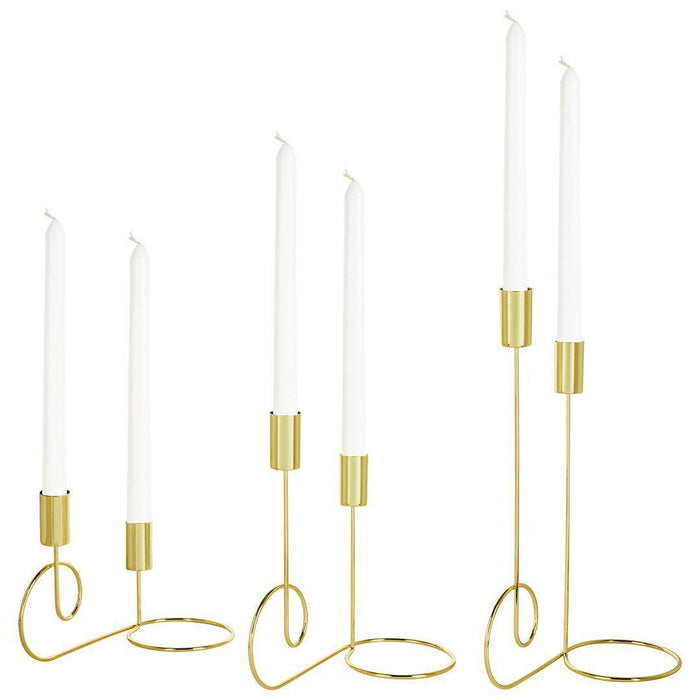 Set of 3 Taper Candlestick Holders Table Decor, Modern Wedding Metal Candlestick Decor Centerpieces-Set of 3-Koyal Wholesale-Gold-