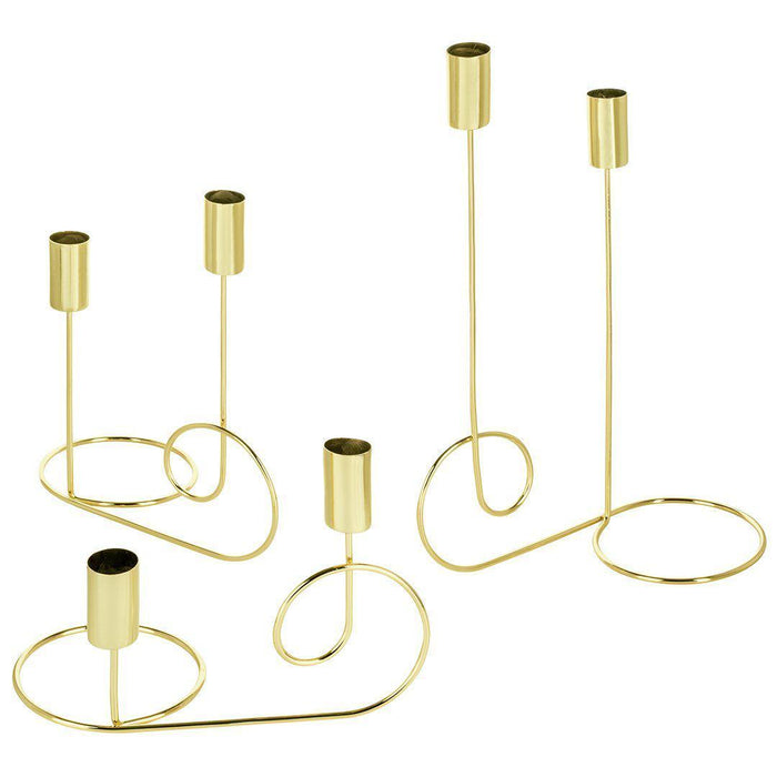 Set of 3 Taper Candlestick Holders Table Decor, Modern Wedding Metal Candlestick Decor Centerpieces-Set of 3-Koyal Wholesale-Gold-