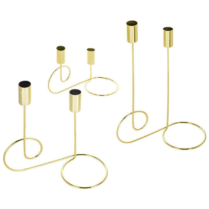 Set of 3 Taper Candlestick Holders Table Decor, Modern Wedding Metal Candlestick Decor Centerpieces-Set of 3-Koyal Wholesale-Gold-