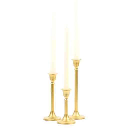 Set of 3 Vintage Brass Metal Candlestick Set-Set of 3-Koyal Wholesale-