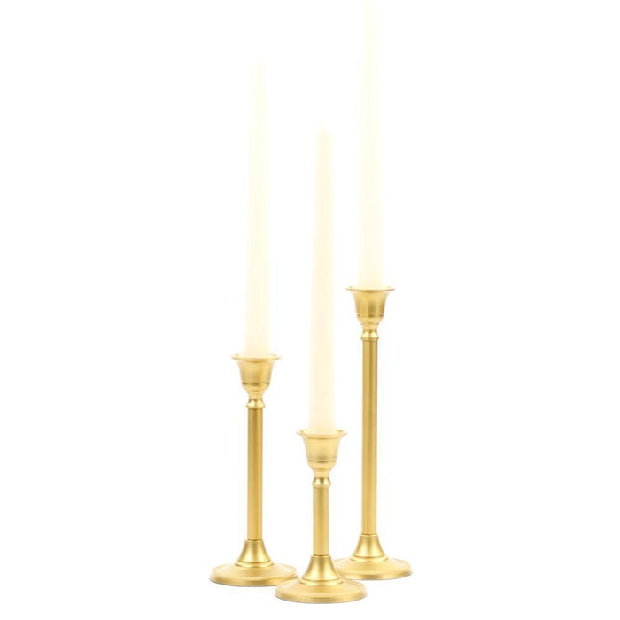 Set of 3 Vintage Brass Metal Candlestick Set-Set of 3-Koyal Wholesale-