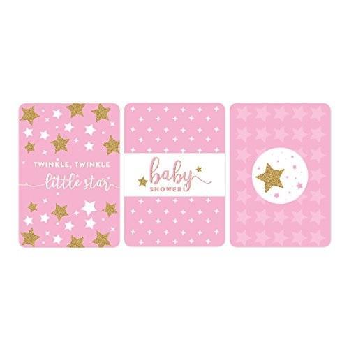 Set of 36 Twinkle Twinkle Little Star Pink Baby Shower Hershey's Miniatures Mini Candy Bar Wrappers-Set of 36-Andaz Press-