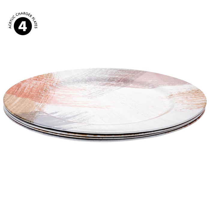 Set of 4 Abstract Brushstrokes Acrylic Charger Plates-Set of 4-Koyal Wholesale-