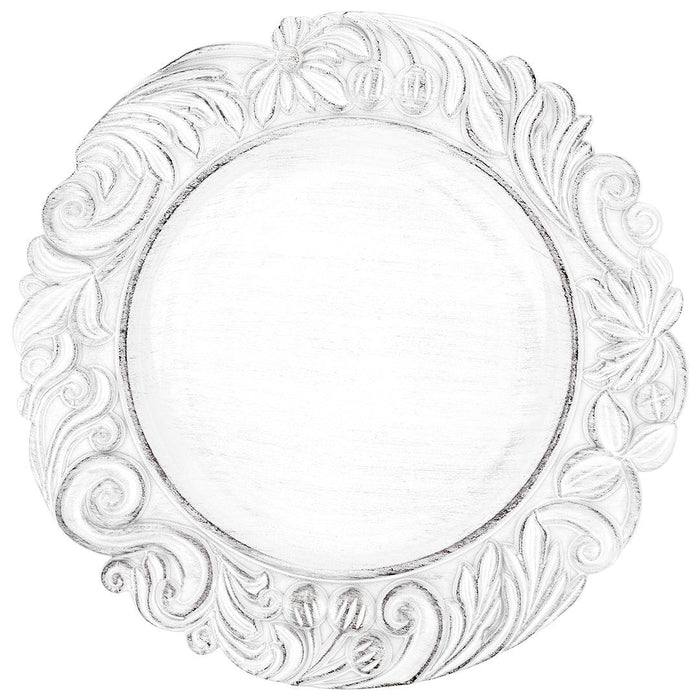 Set of 4 Acrylic Charger Plates Round Baroque-Set of 4-Koyal Wholesale-Antique White-