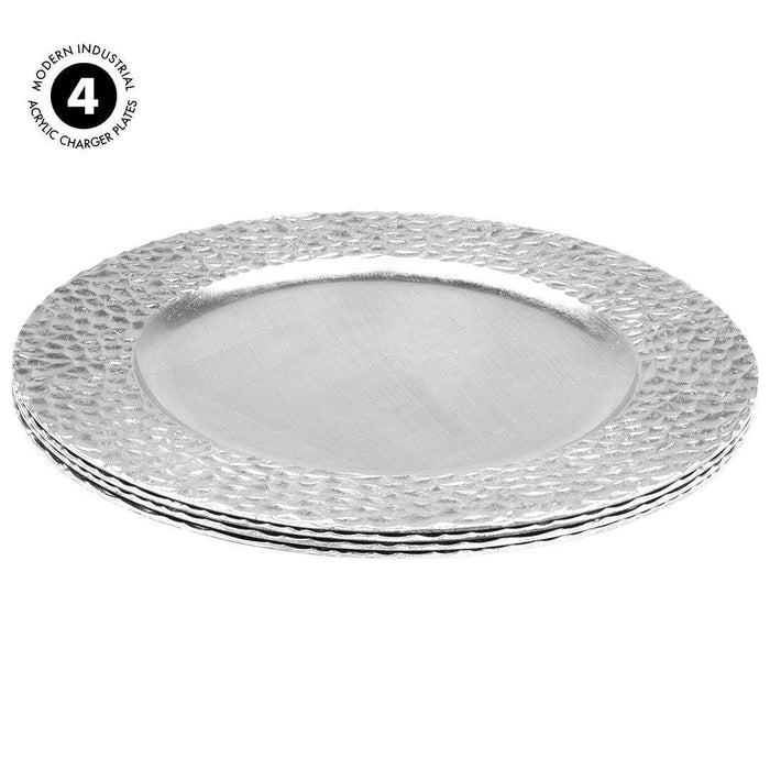 Set of 4 Acrylic Charger Plates Round Modern Industrial Bulk Pack-Koyal Wholesale-Silver-Set of 1 (4 PC)-