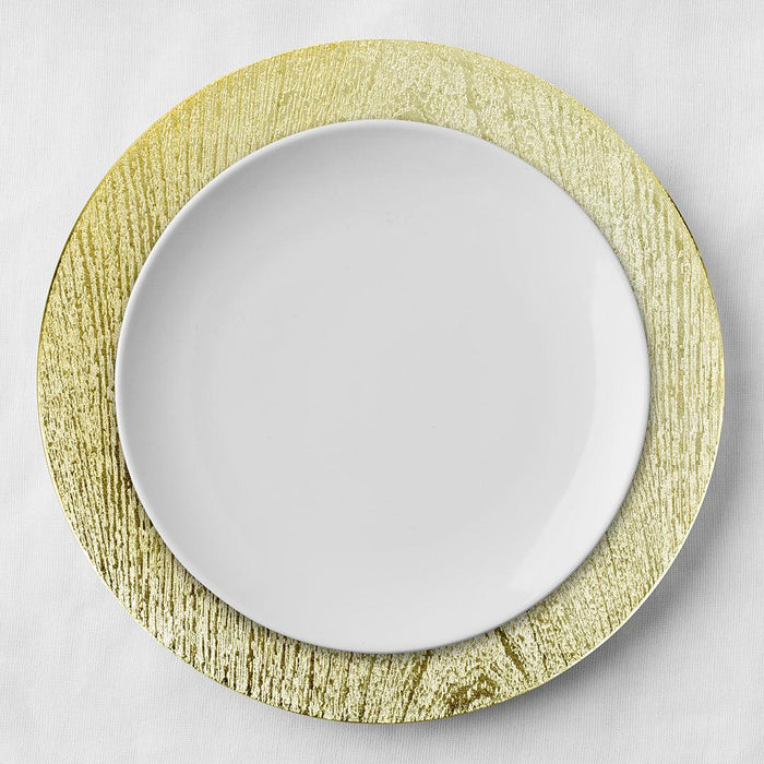 Set of 4 Acrylic Metallic Wood Charger Plates Bulk Pack-Koyal Wholesale-Gold-Set of 1 (4 PC)-