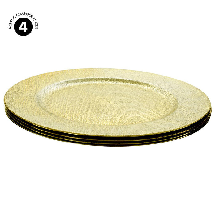 Set of 4 Acrylic Metallic Wood Charger Plates Bulk Pack-Koyal Wholesale-Gold-Set of 1 (4 PC)-