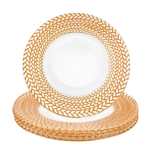 Set of 4 Braided Rim Glass Charger Plates-Set of 4-Koyal Wholesale-Gold-