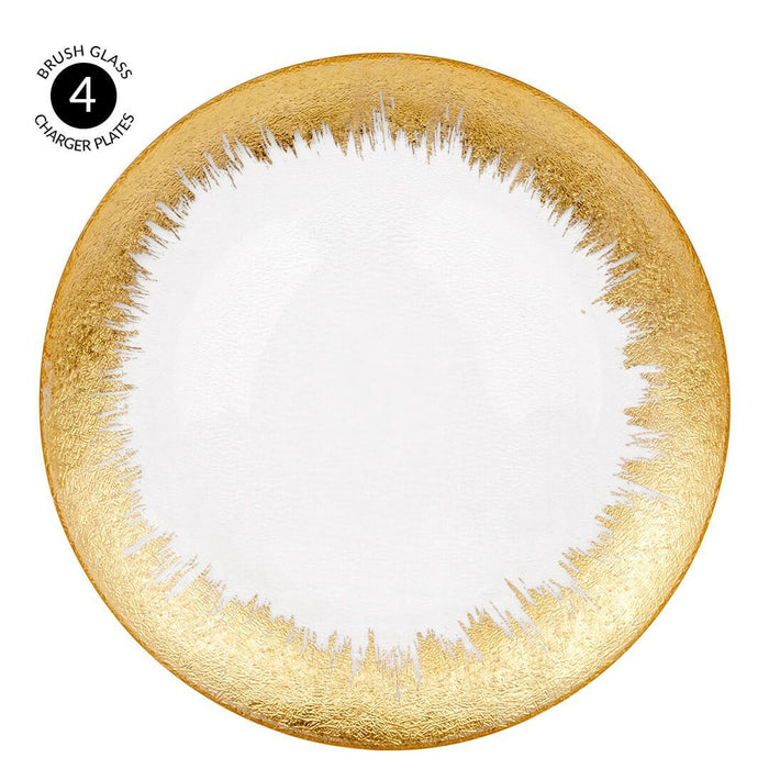 Set of 4 Brush Glass Charger Plates Bulk Pack-Koyal Wholesale-Gold-Set of 1 (4 PC)-