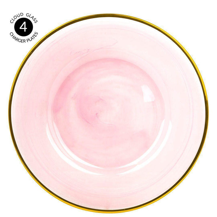 Set of 4 Cloud Glass Charger Plates-Set of 4-Koyal Wholesale-Pink-