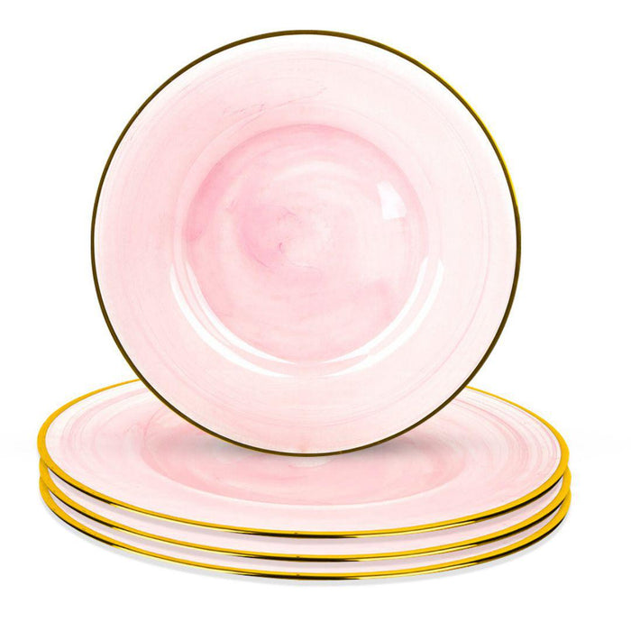 Set of 4 Cloud Glass Charger Plates-Set of 4-Koyal Wholesale-Pink-