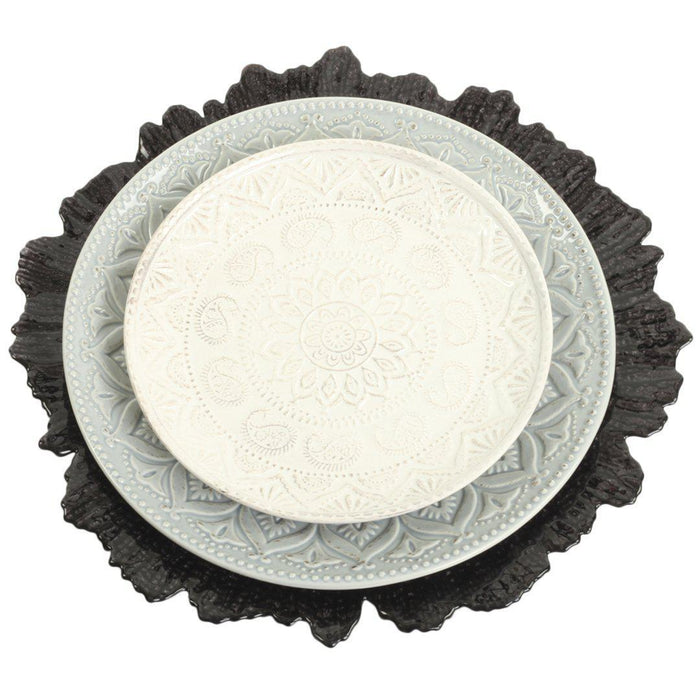 Set of 4 Flora Glass Charger Plates-Set of 4-Koyal Wholesale-Silver-