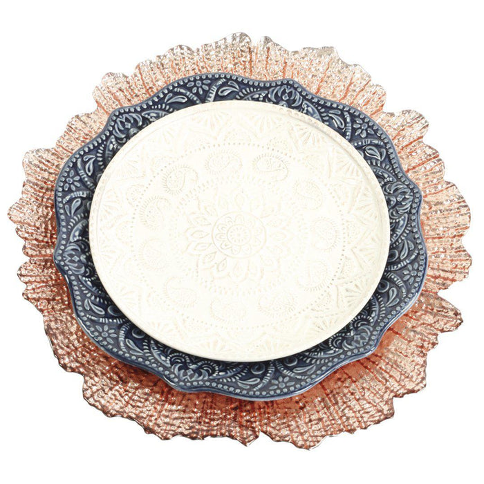 Set of 4 Flora Glass Charger Plates-Set of 4-Koyal Wholesale-Silver-