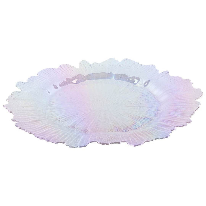 Set of 4 Flora Glass Charger Plates-Set of 4-Koyal Wholesale-Silver-