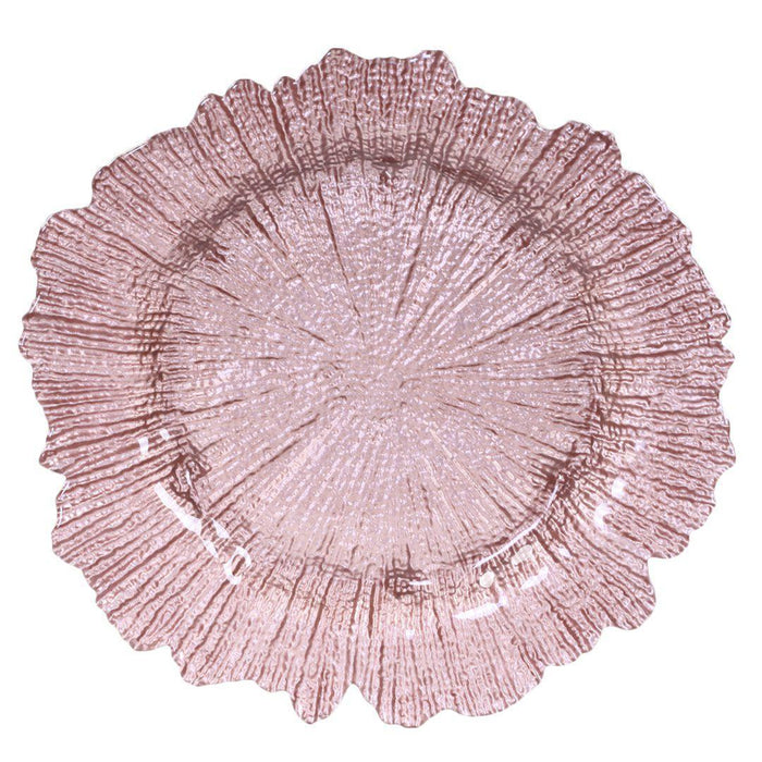 Set of 4 Flora Glass Charger Plates-Set of 4-Koyal Wholesale-Blush Pink-