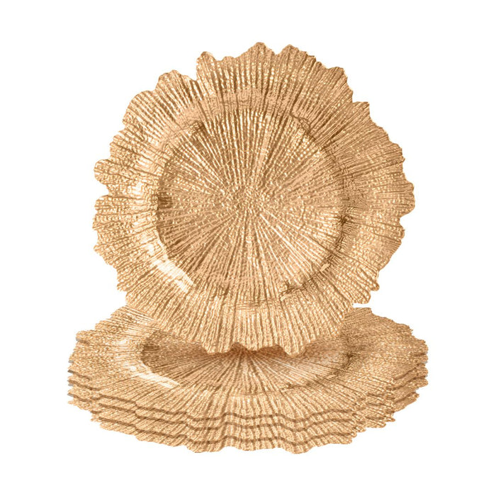 Set of 4 Flora Glass Charger Plates-Set of 4-Koyal Wholesale-Gold-