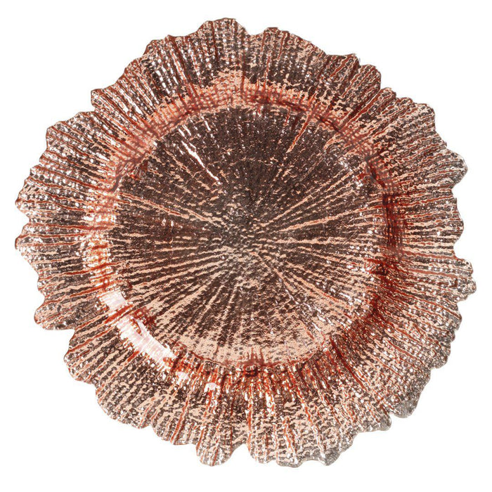 Set of 4 Flora Glass Charger Plates-Set of 4-Koyal Wholesale-Rose Gold-