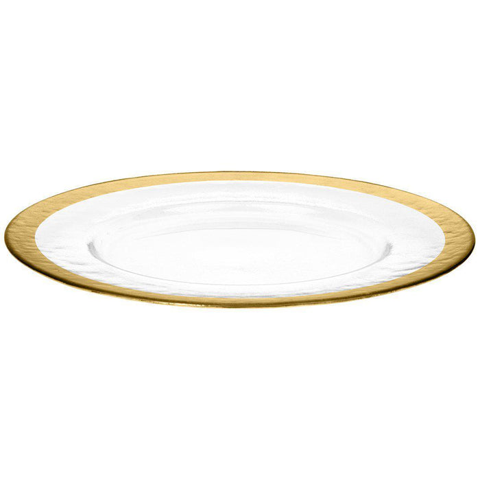 Set of 4 Hammered Leaf Glass Charger Plates-Set of 4-Koyal Wholesale-Gold-