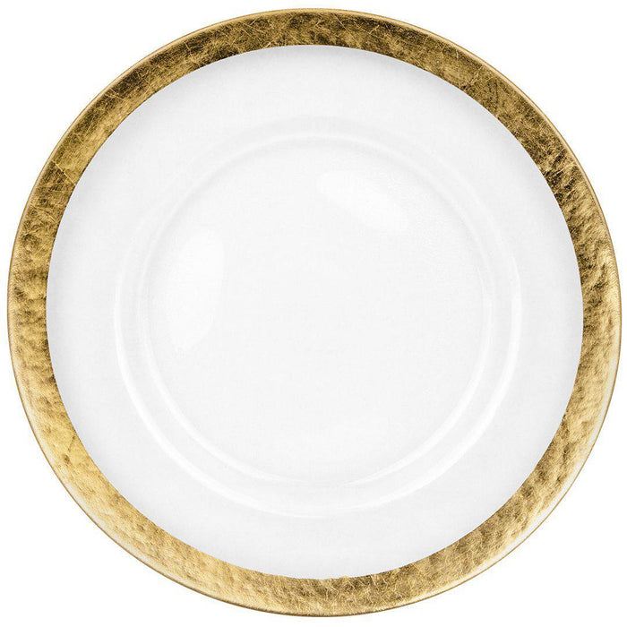 Set of 4 Hammered Leaf Glass Charger Plates-Set of 4-Koyal Wholesale-Gold-