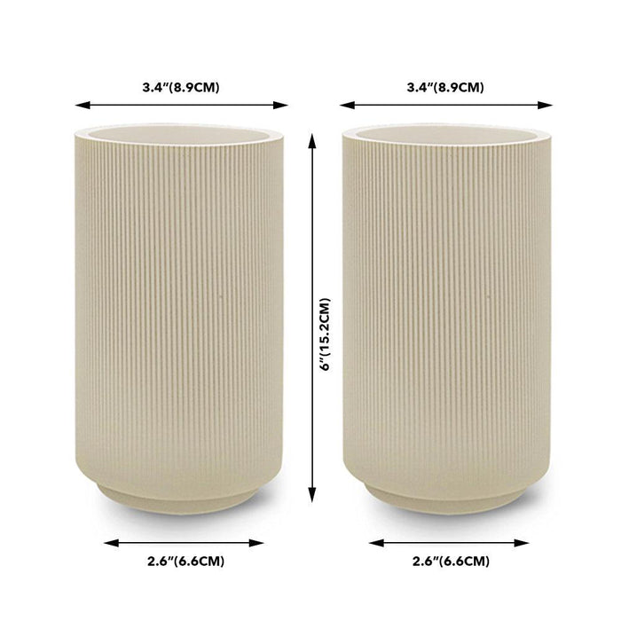 Set of 4 Large Ribbed Cylinder Vases-Set of 4-Koyal Wholesale-Desert Tan-