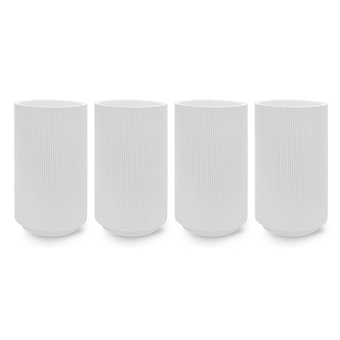 Set of 4 Large Ribbed Cylinder Vases-Set of 4-Koyal Wholesale-White-