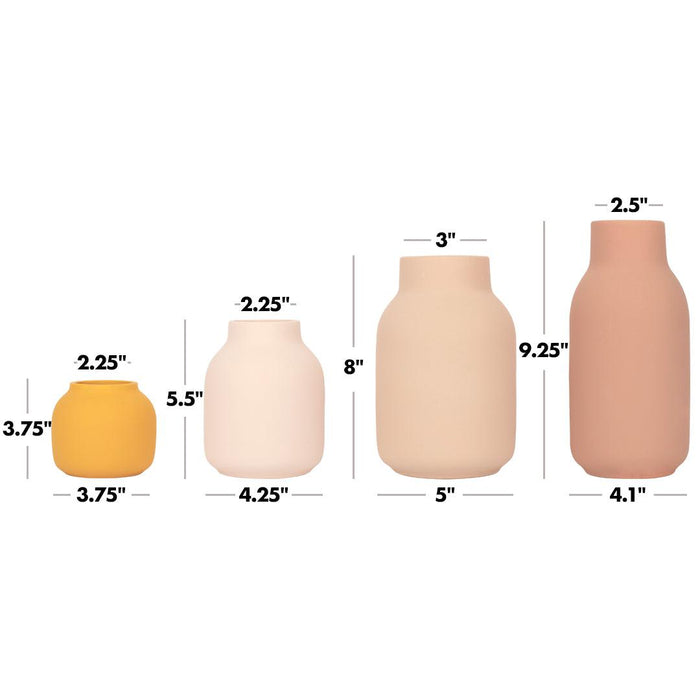 Set of 4 Mixed Modern Minimalist Ceramic Vase-Set of 4-Koyal Wholesale-Terracotta-