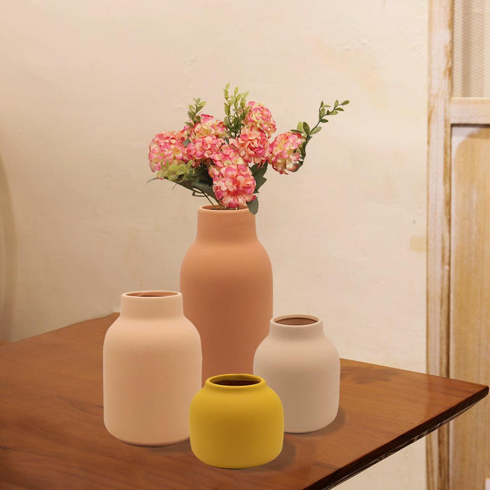 Set of 4 Mixed Modern Minimalist Ceramic Vase-Set of 4-Koyal Wholesale-Terracotta-