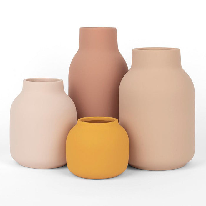 Set of 4 Mixed Modern Minimalist Ceramic Vase-Set of 4-Koyal Wholesale-Terracotta-