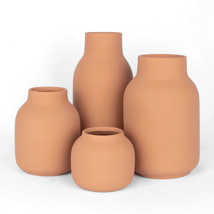 Set of 4 Mixed Modern Minimalist Ceramic Vase-Set of 4-Koyal Wholesale-Terracotta-